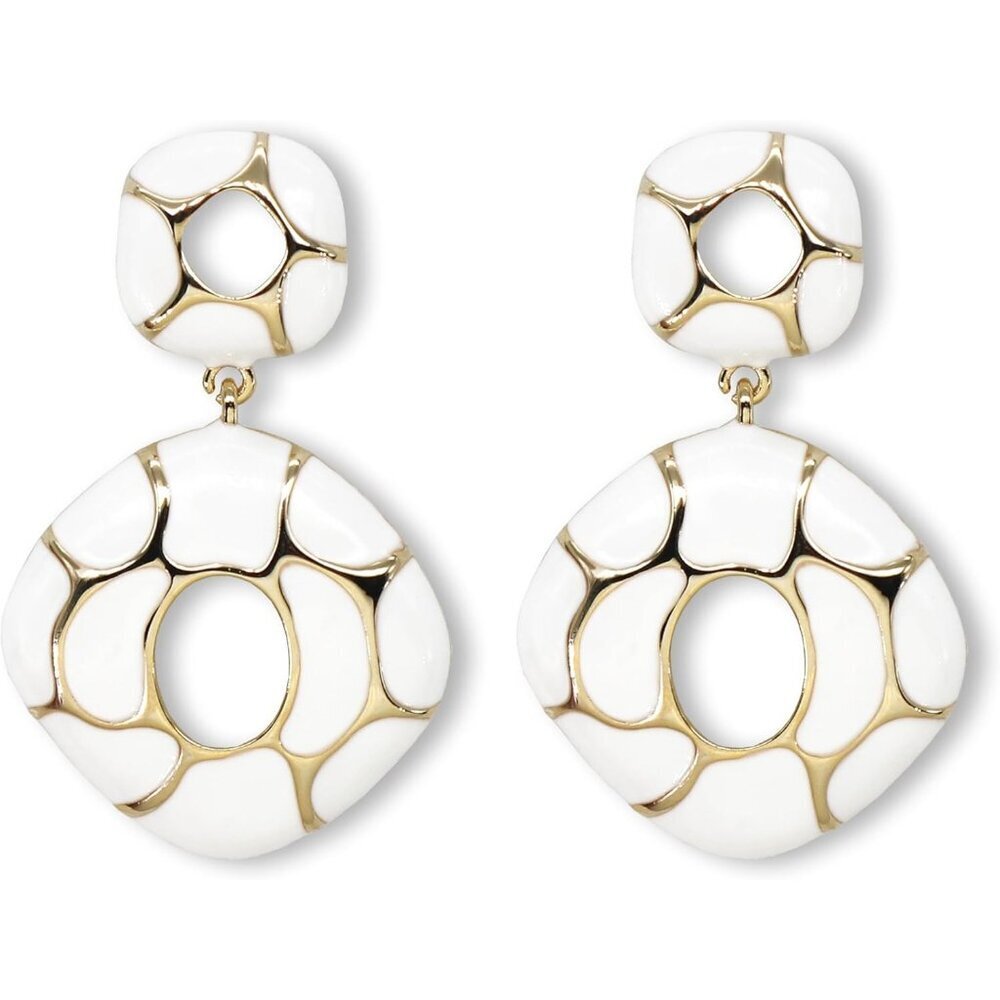 White And Gold Sparkly Geometric Dangle Drop Statement Jewelry For Women